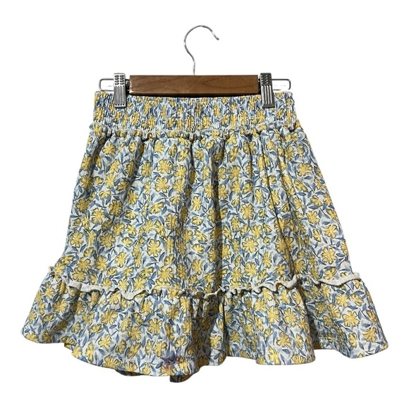 Zara Girls Floral Skort Size 13-14 Yellow Blue Ruffles Tiered - Picture 3 of 5